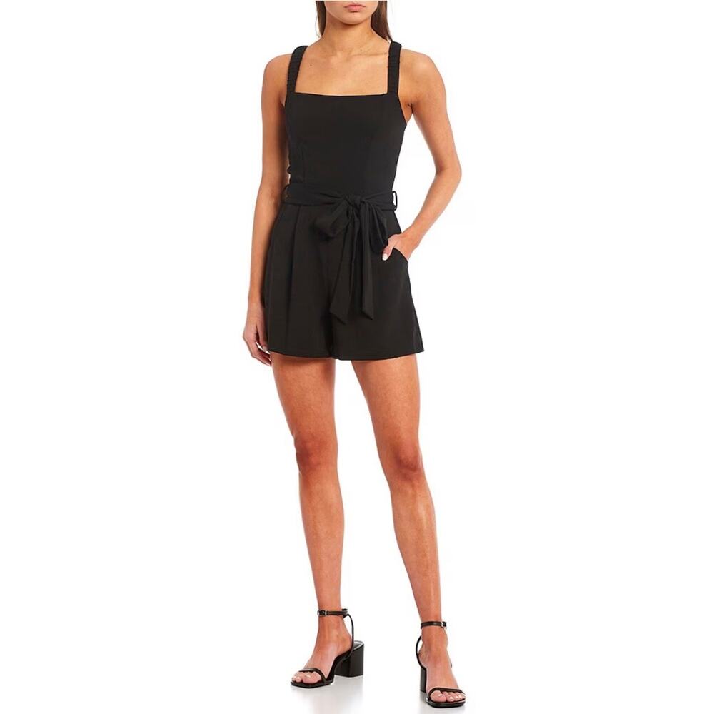 Waist Tie Black shorts Romper